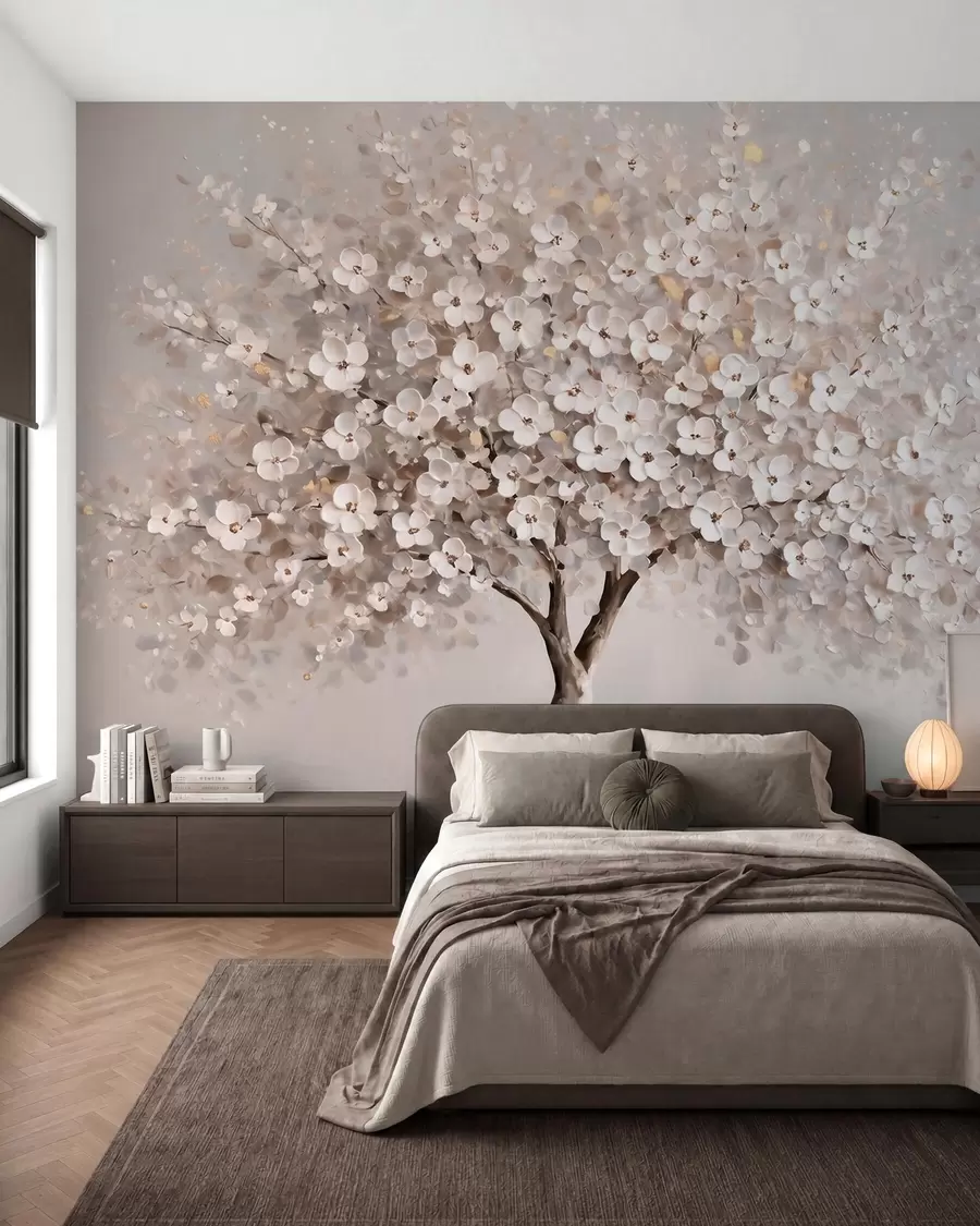 wall murals Прозрачно пастелно дрво у стилу уљаног сликарства са смелим потезима четкице w10050