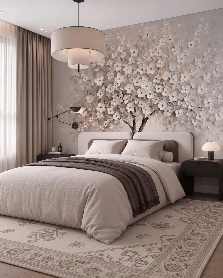 wall murals Прозрачно пастелно дрво у стилу уљаног сликарства са смелим потезима четкице w10050