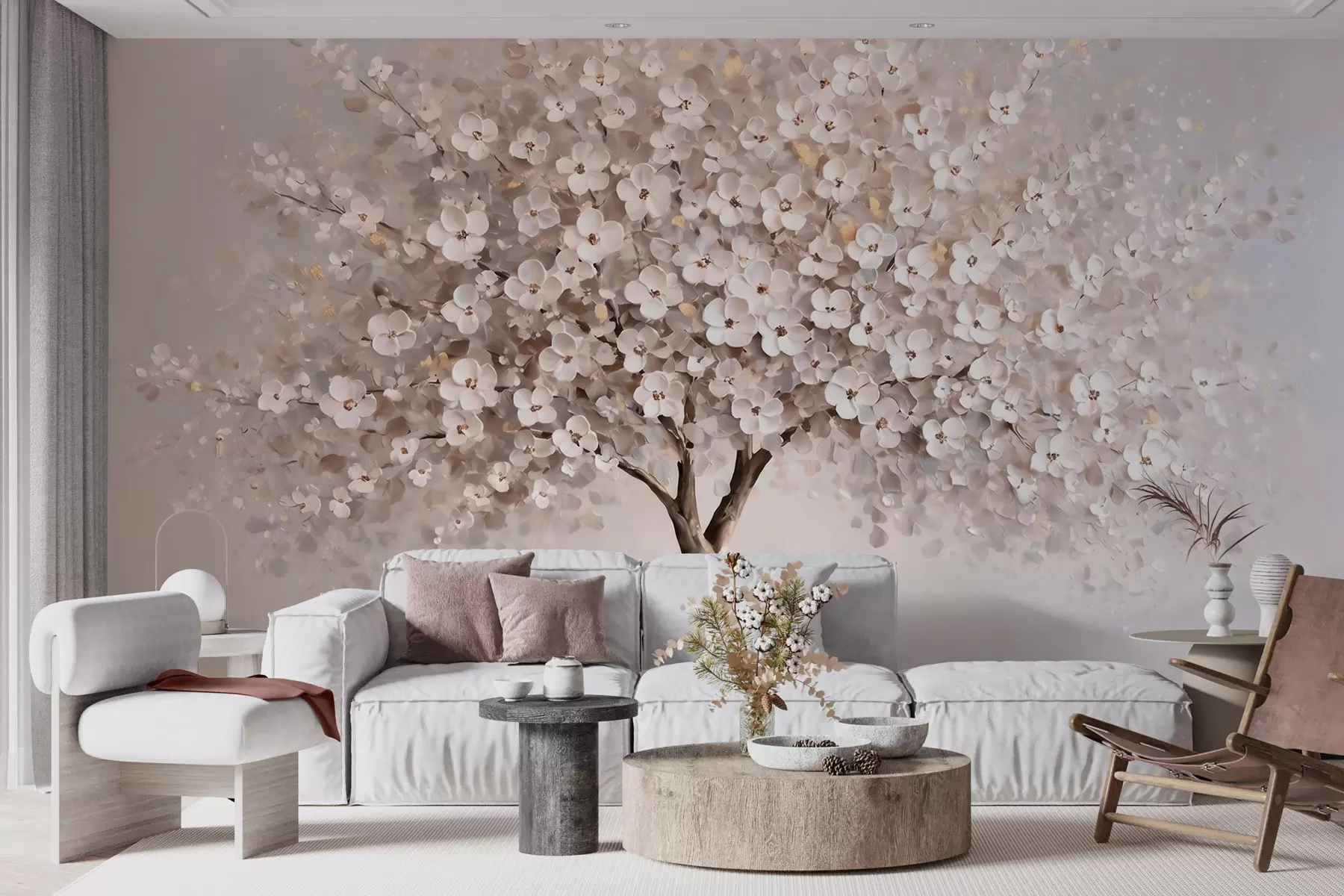 wall murals Прозрачно пастелно дрво у стилу уљаног сликарства са смелим потезима четкице w10050