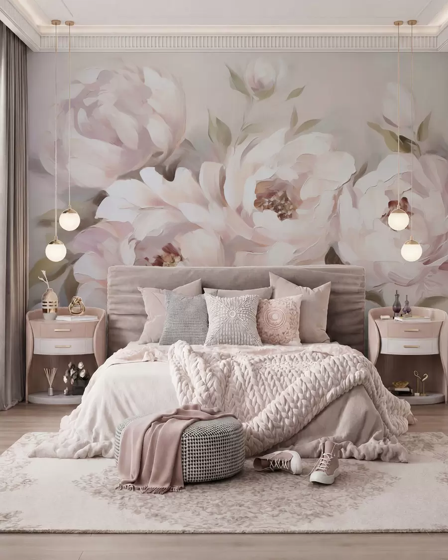 wall murals Апстрактни божури, имитација сликарства w05901