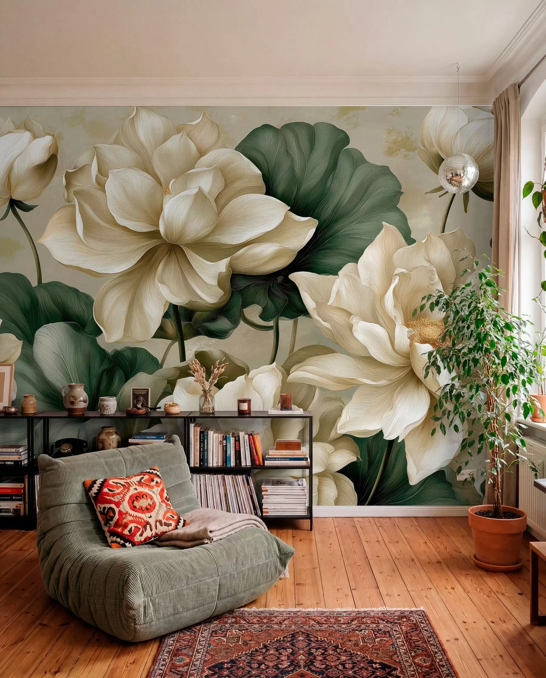 wall murals Цветови и листови лотоса w05746