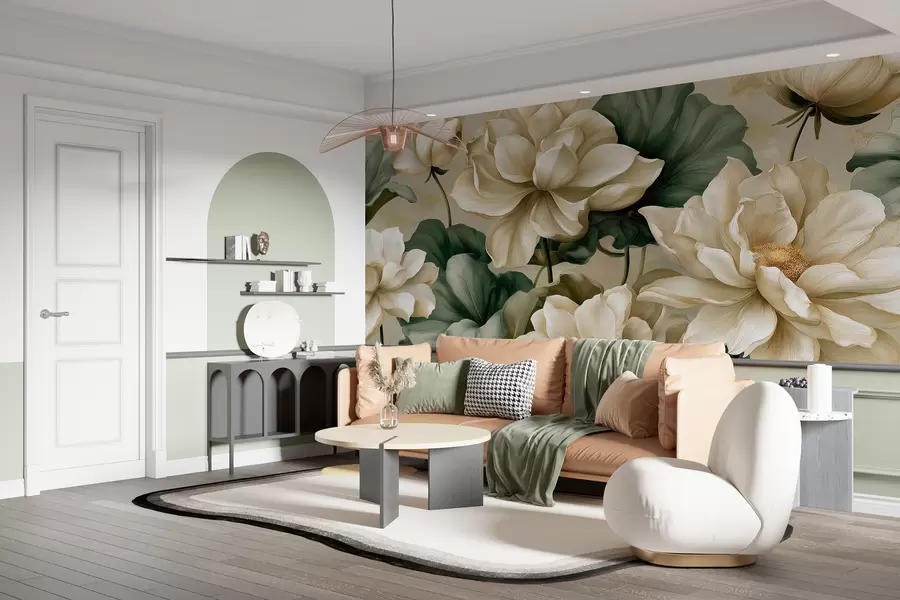 wall murals Цветови и листови лотоса w05746