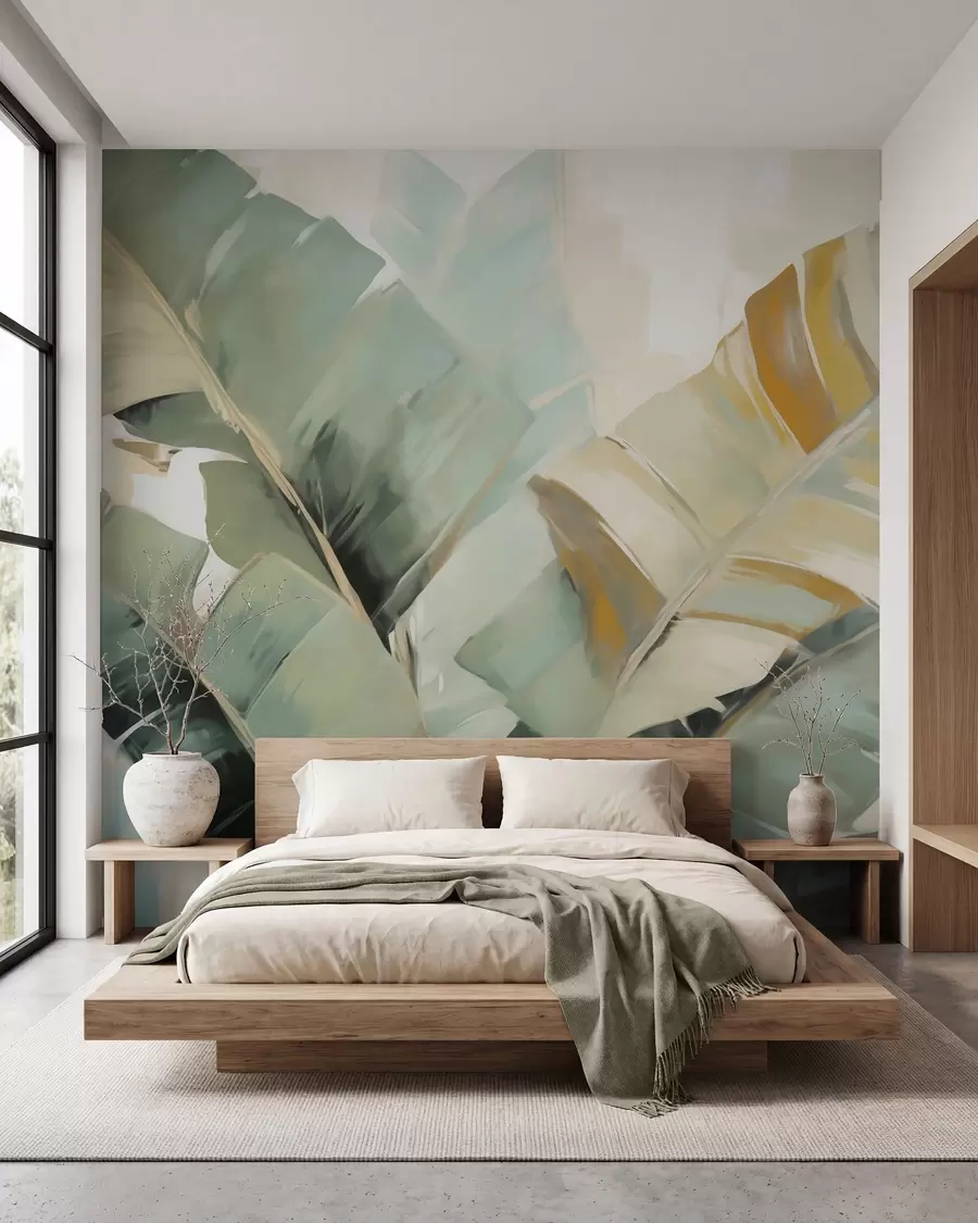 wall murals Апстрактно лишће, имитација сликарства w05906