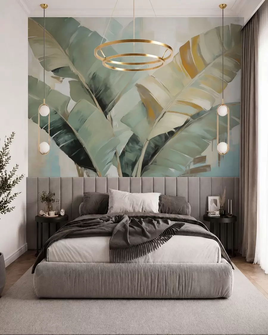 wall murals Апстрактно лишће, имитација сликарства w05906