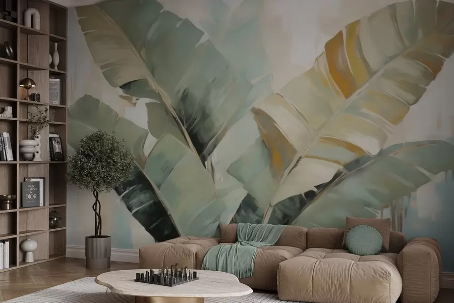 wall murals Апстрактно лишће, имитација сликарства w05906