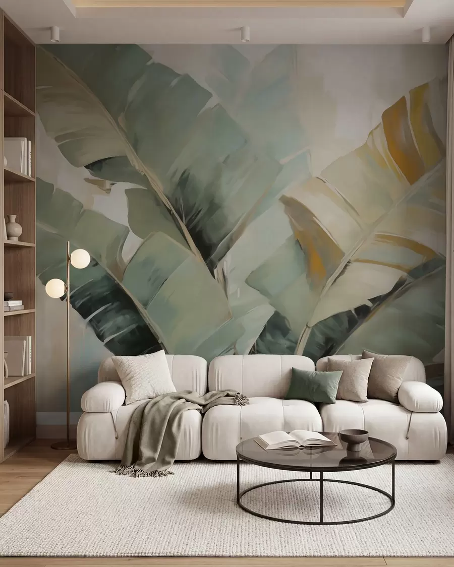 wall murals Апстрактно лишће, имитација сликарства w05906