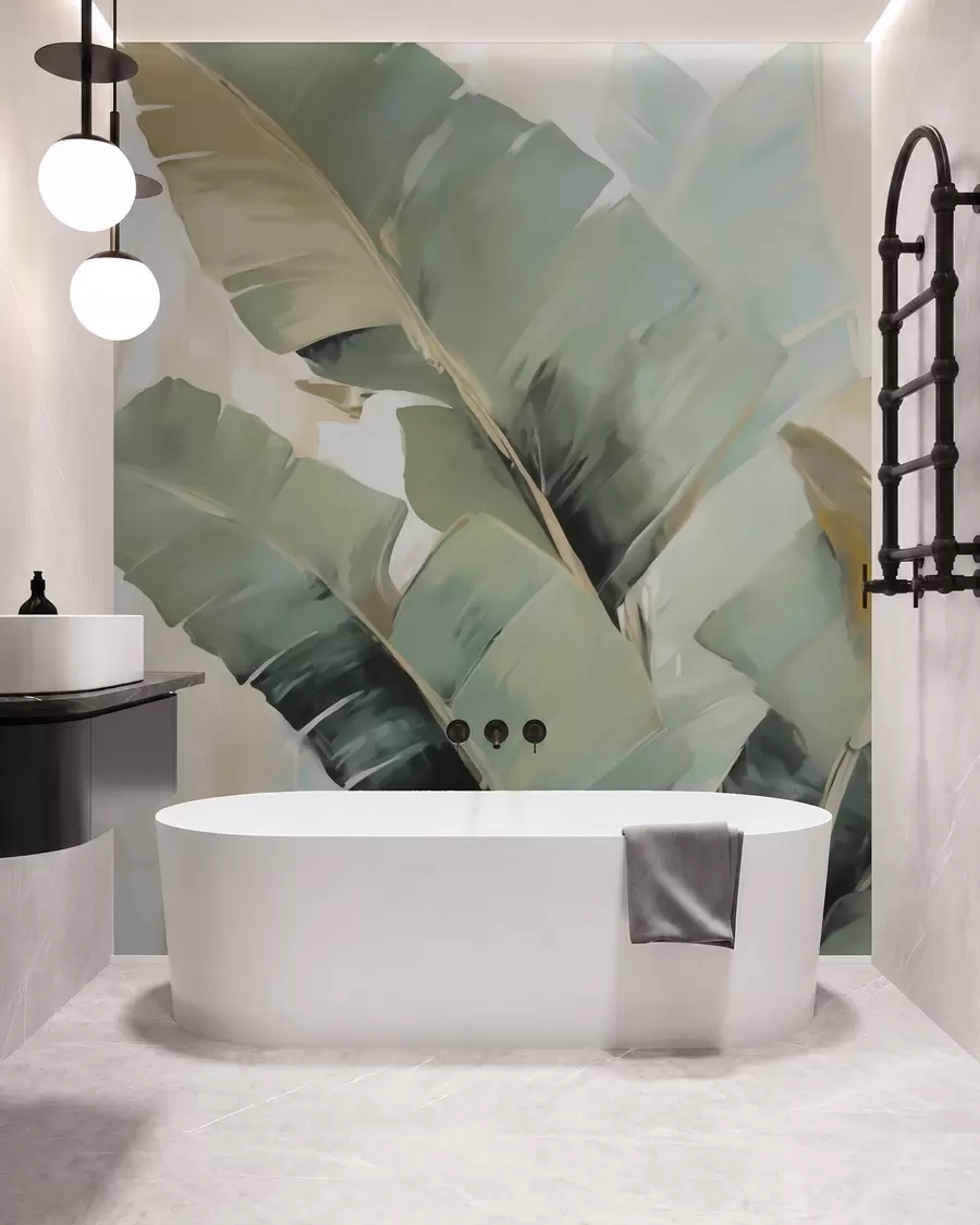 wall murals Апстрактно лишће, имитација сликарства w05906