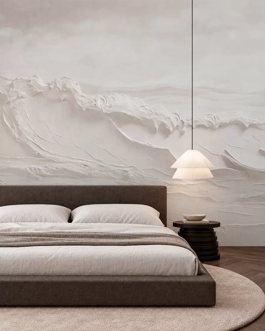 wall murals Рељефни морски таласи у бледим неутралним тоновима w05898v1