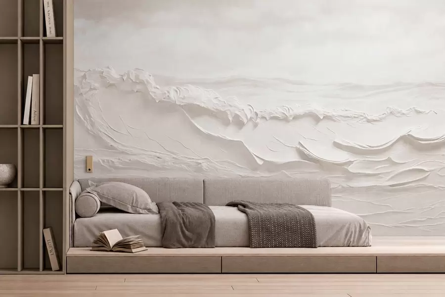 wall murals Рељефни морски таласи у бледим неутралним тоновима w05898v1