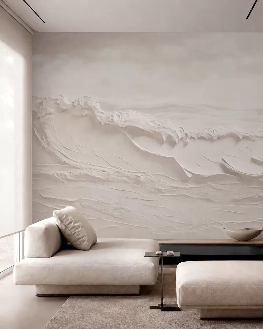 wall murals Рељефни морски таласи у бледим неутралним тоновима w05898v1