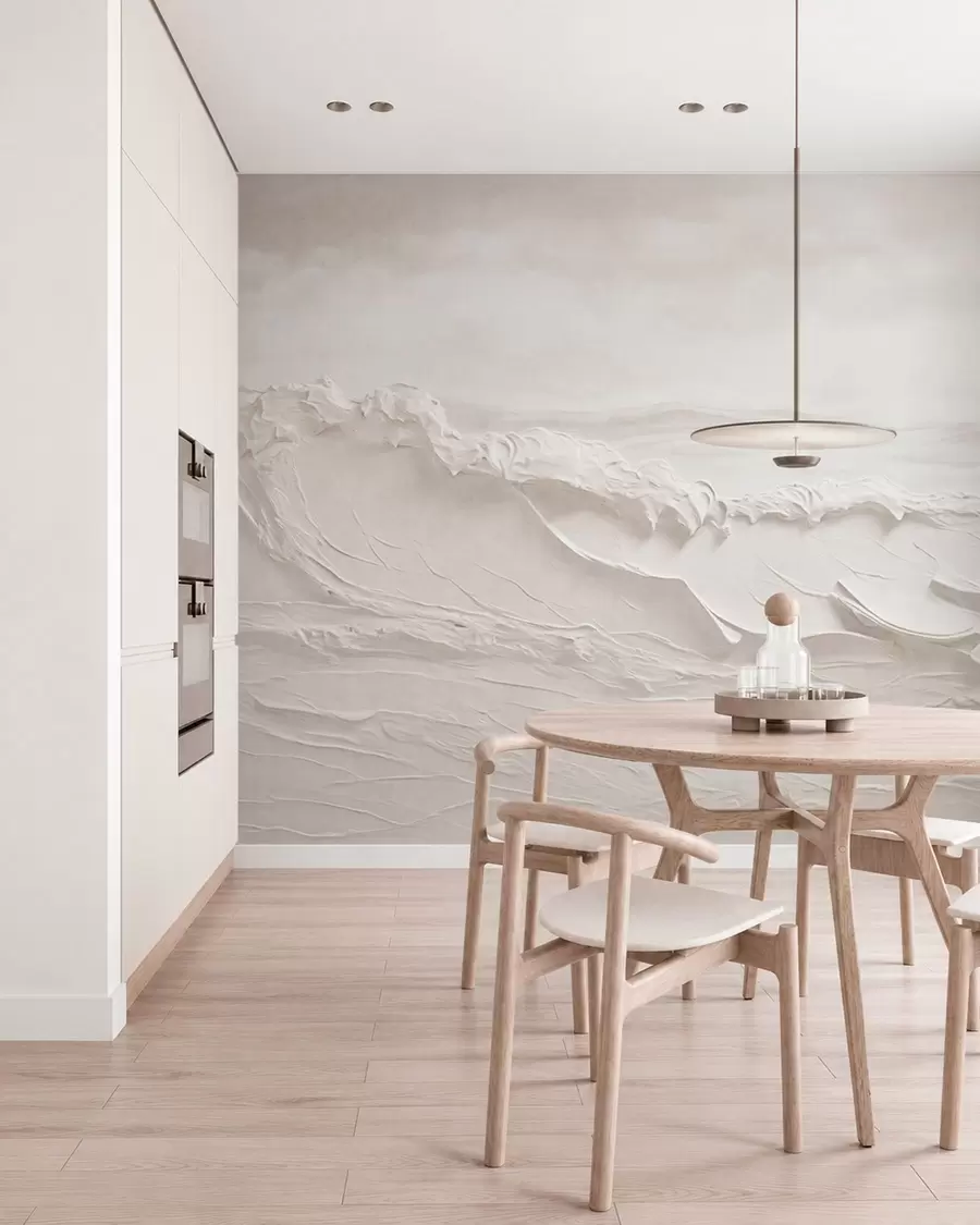 wall murals Рељефни морски таласи у бледим неутралним тоновима w05898v1
