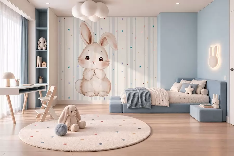 wall murals Слатки зека против плавих пруга и шарених звезда w05920v3