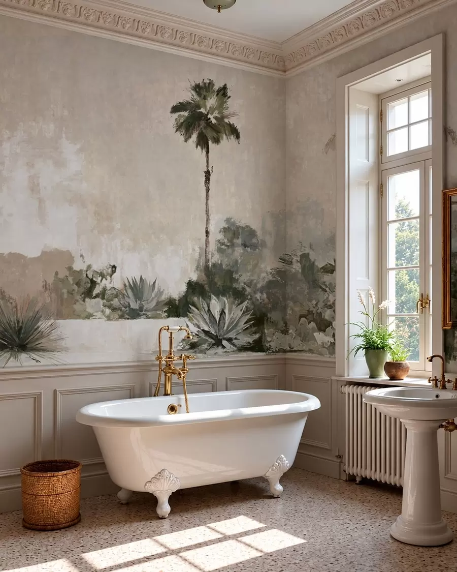 wall murals Палме и тропска вегетација у пригушеним тоновима w05921