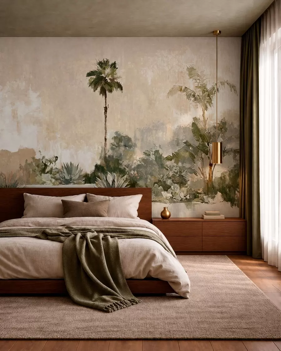 wall murals Тропска башта са палмама и великим листовима w05921v1