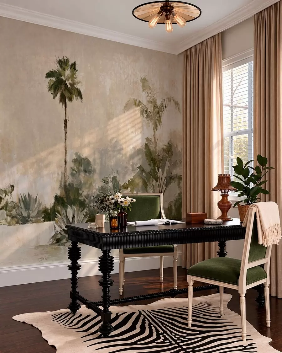 wall murals Тропска башта са палмама и великим листовима w05921v1