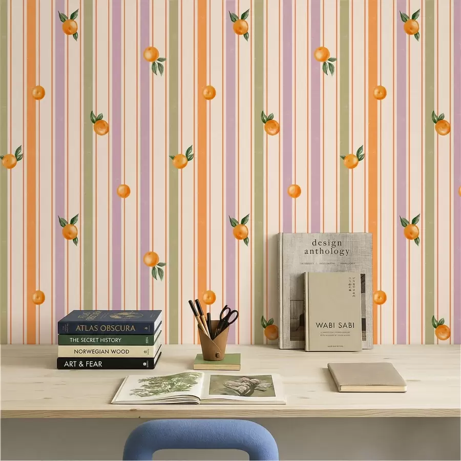 wall murals Наранџасто воће на разнобојним пругама a01263v2