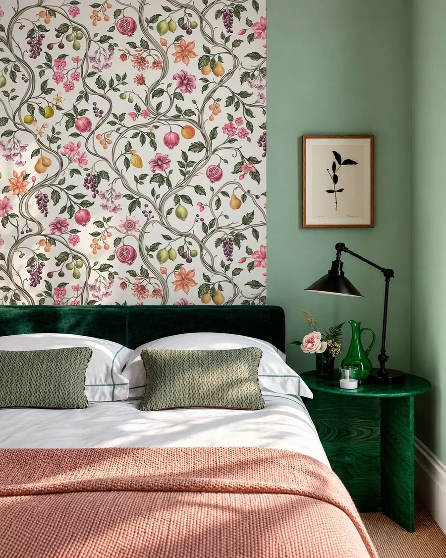 wall murals Цветни и воћни узорак са увијеним гранама w05862v1