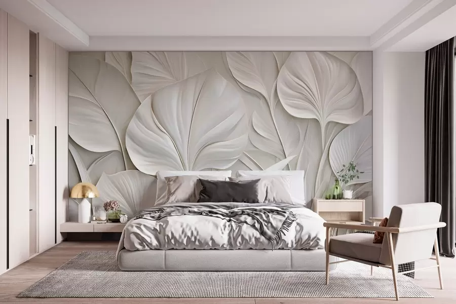 wall murals Велики листови у стилу барељефа w10074