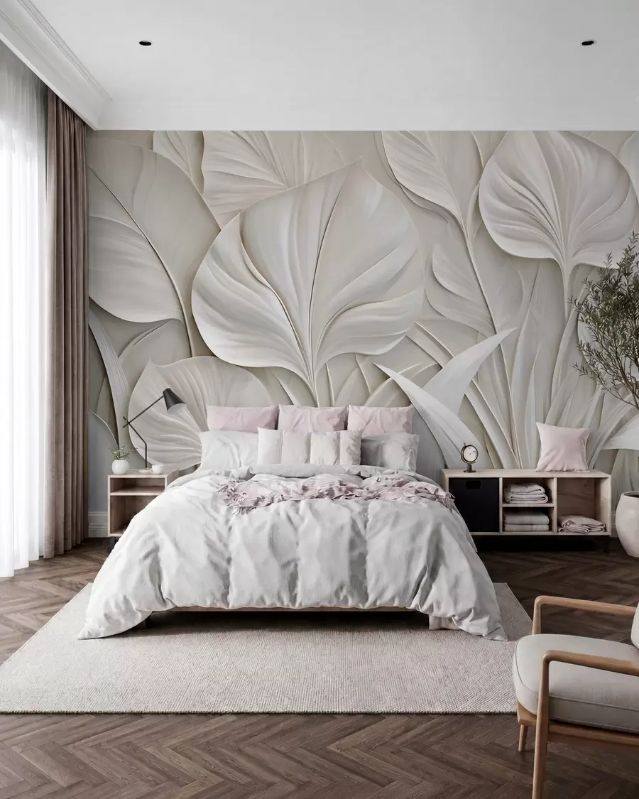 wall murals Велики листови у стилу барељефа w10074