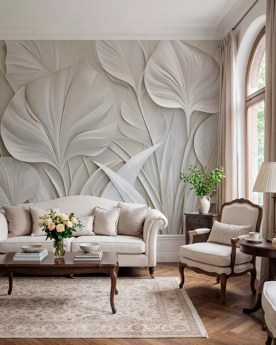 wall murals Велики листови у стилу барељефа w10074