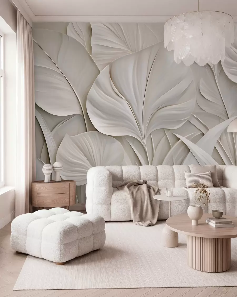 wall murals Велики листови у стилу барељефа w10074