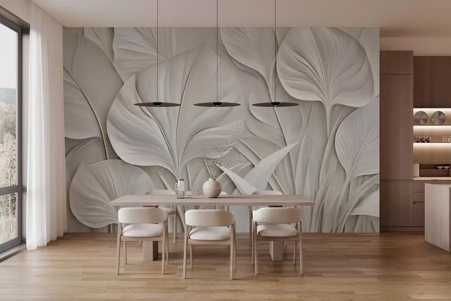 wall murals Велики листови у стилу барељефа w10074