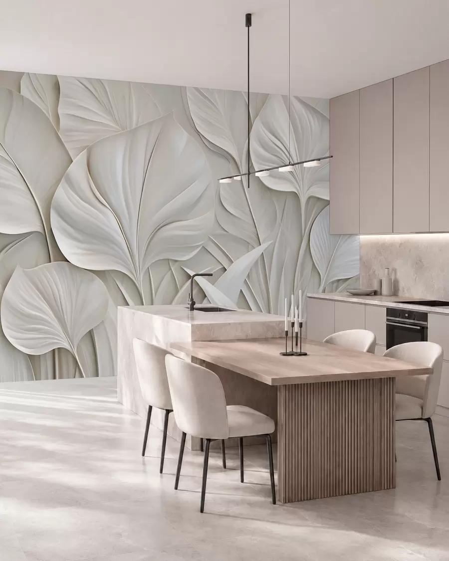 wall murals Велики листови у стилу барељефа w10074