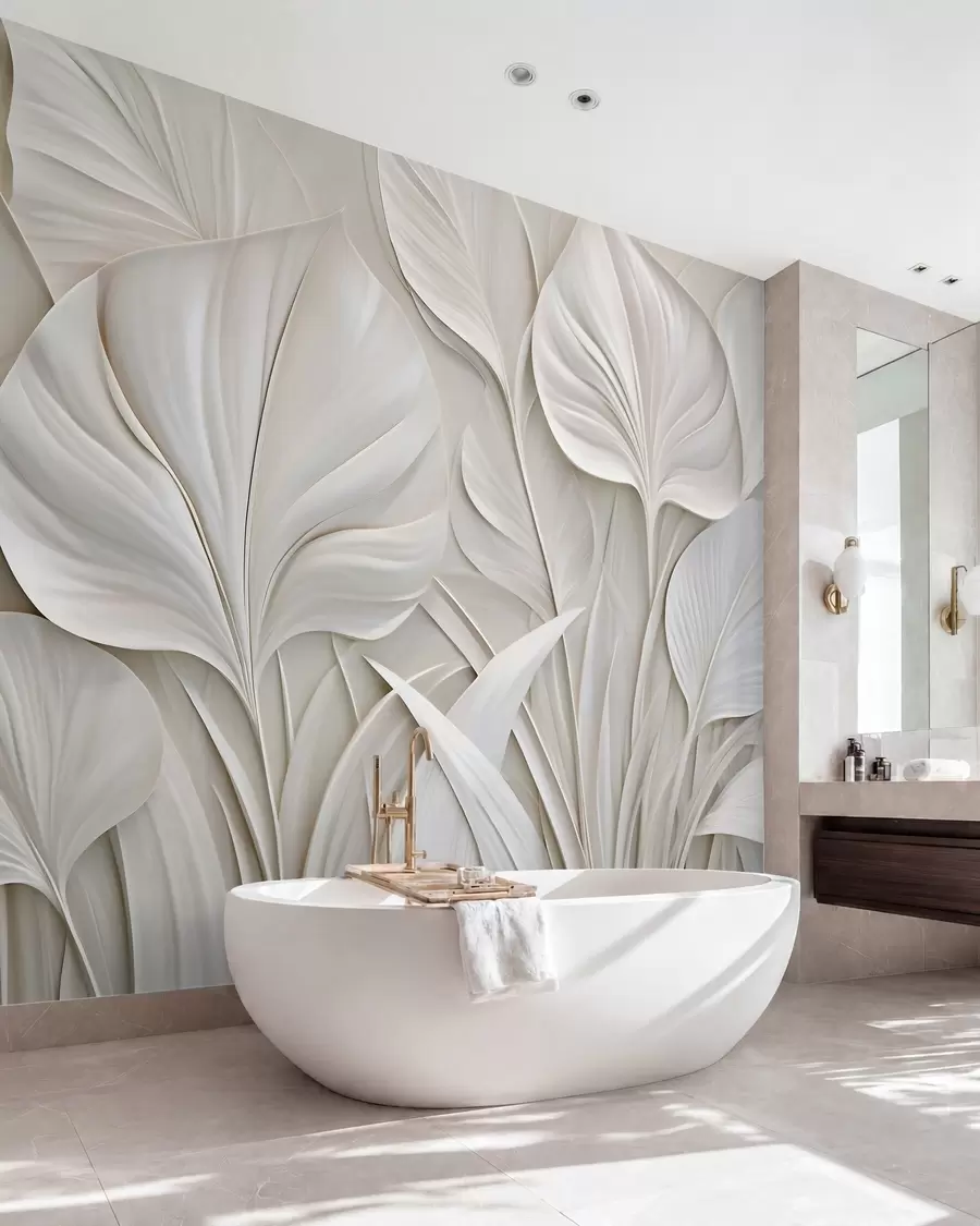 wall murals Велики листови у стилу барељефа w10074
