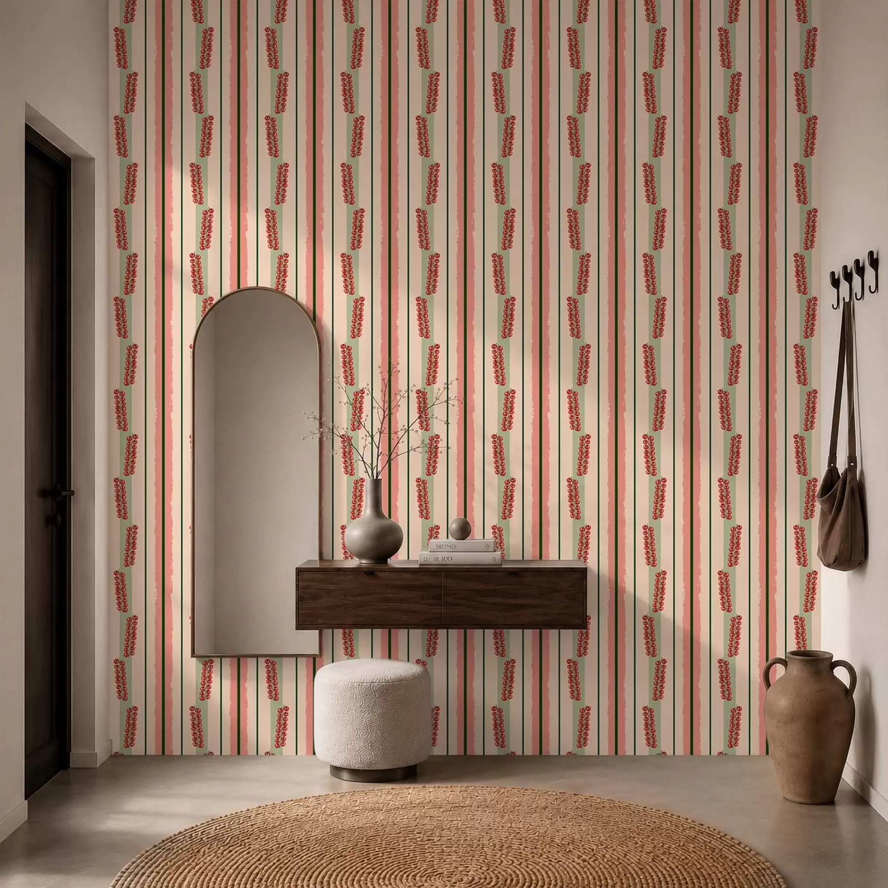 wall murals Гроздови чери парадајза међу вертикалним пругама a01265