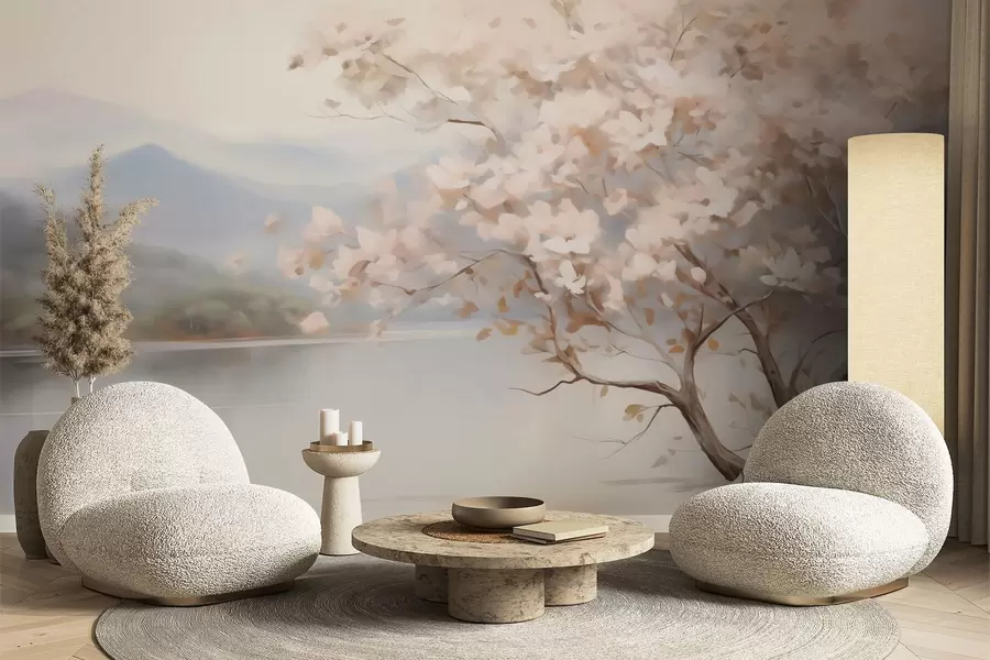 wall murals Пејзаж са дрветом, имитација слике w05950