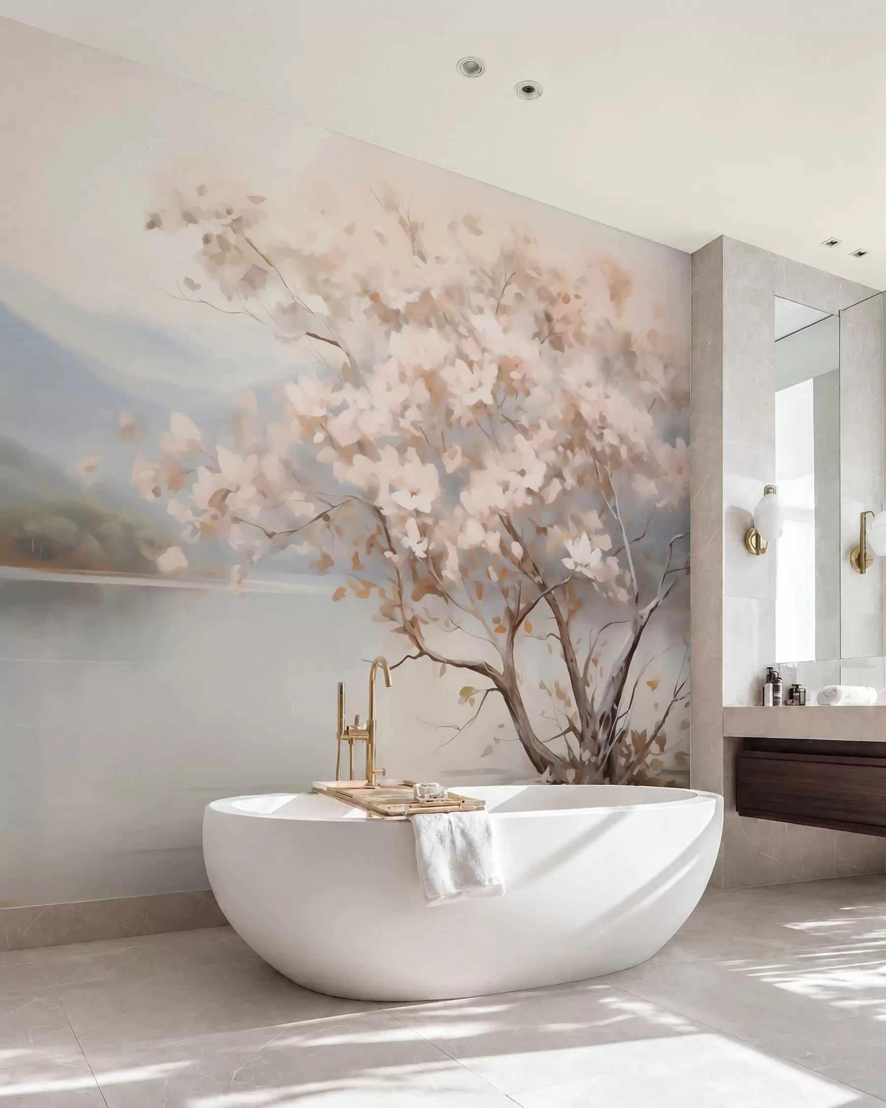 wall murals Пејзаж са дрветом, имитација слике w05950