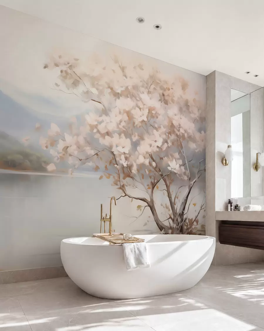 wall murals Пејзаж са дрветом, имитација слике w05950