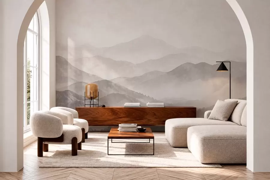 wall murals Магловите планине у меким неутралним тоновима w05925v1