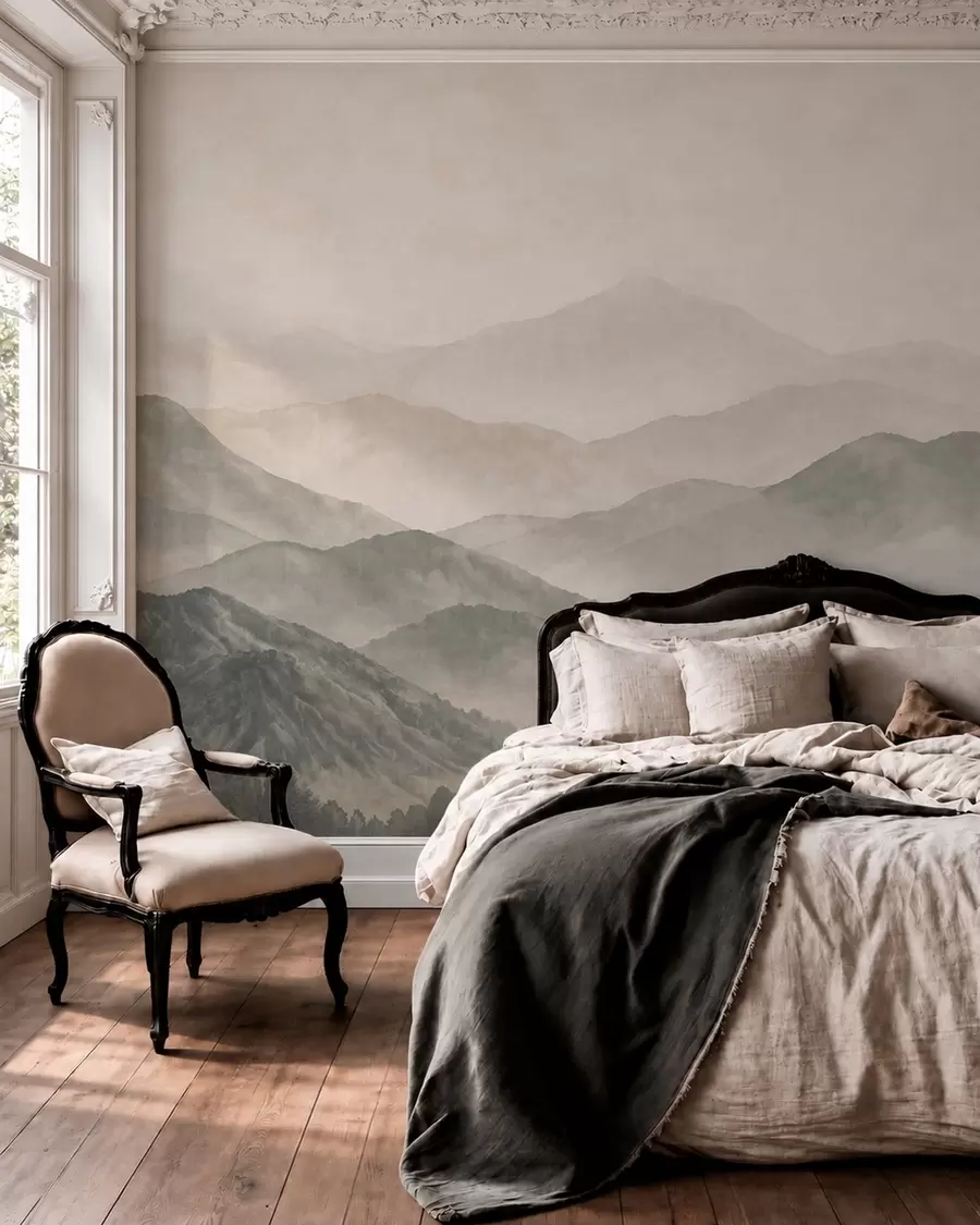 wall murals Слојевити планински гребени у лаганој магли w05925v2