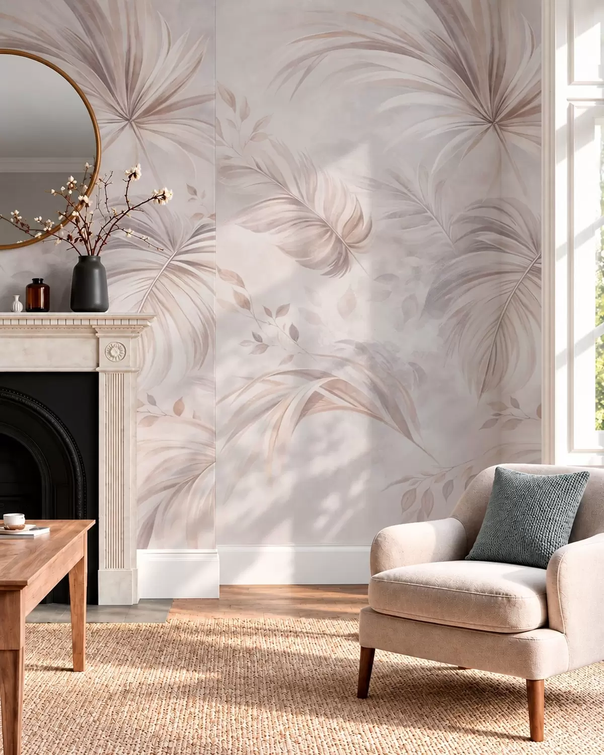 wall murals Бујно тропско лишће у пастелним нијансама w05956v1