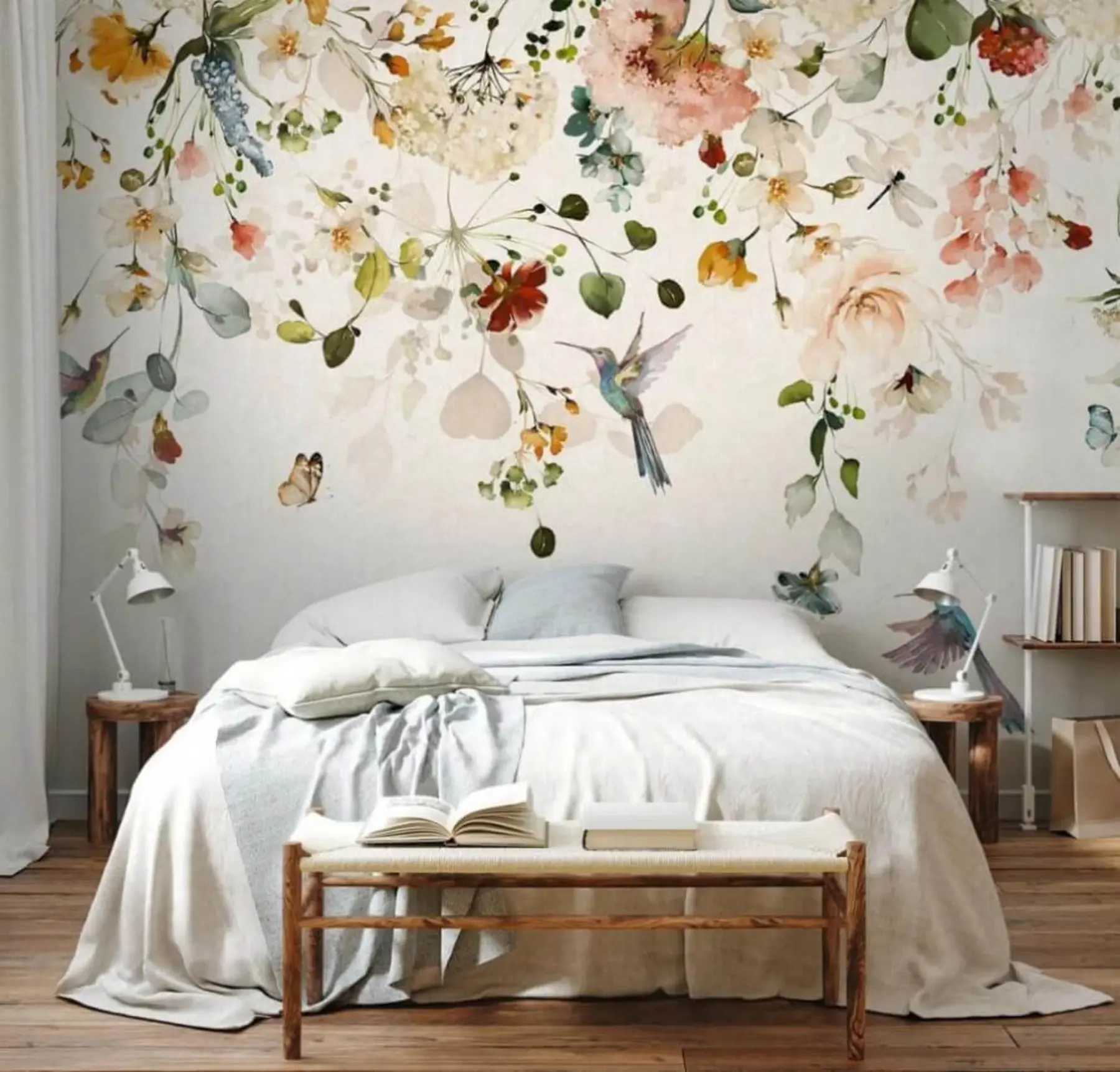 wall murals Цвеће и хуммингбирдс u59610