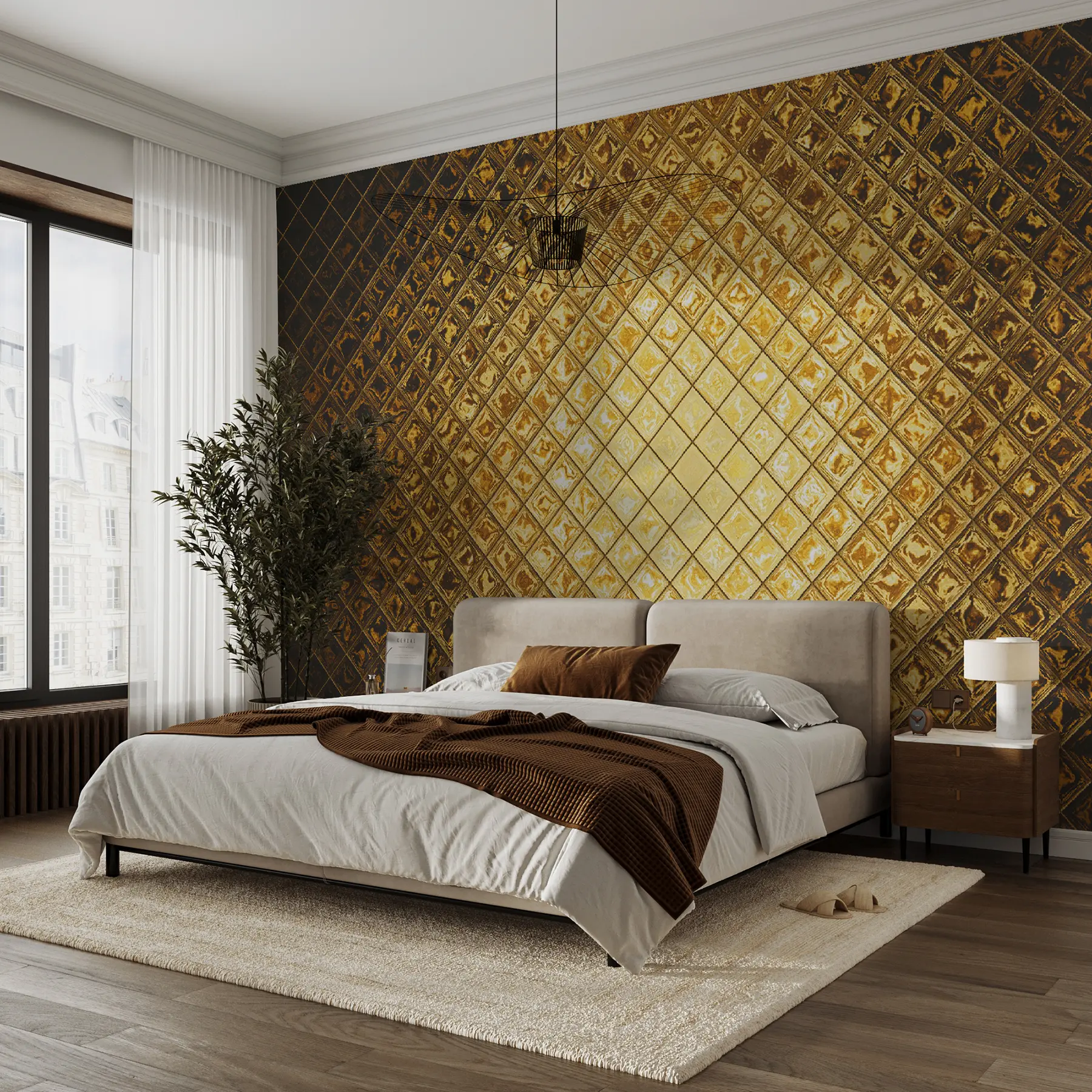 wall murals Смеђи, ћилибарски узорак правоугаоника u23326