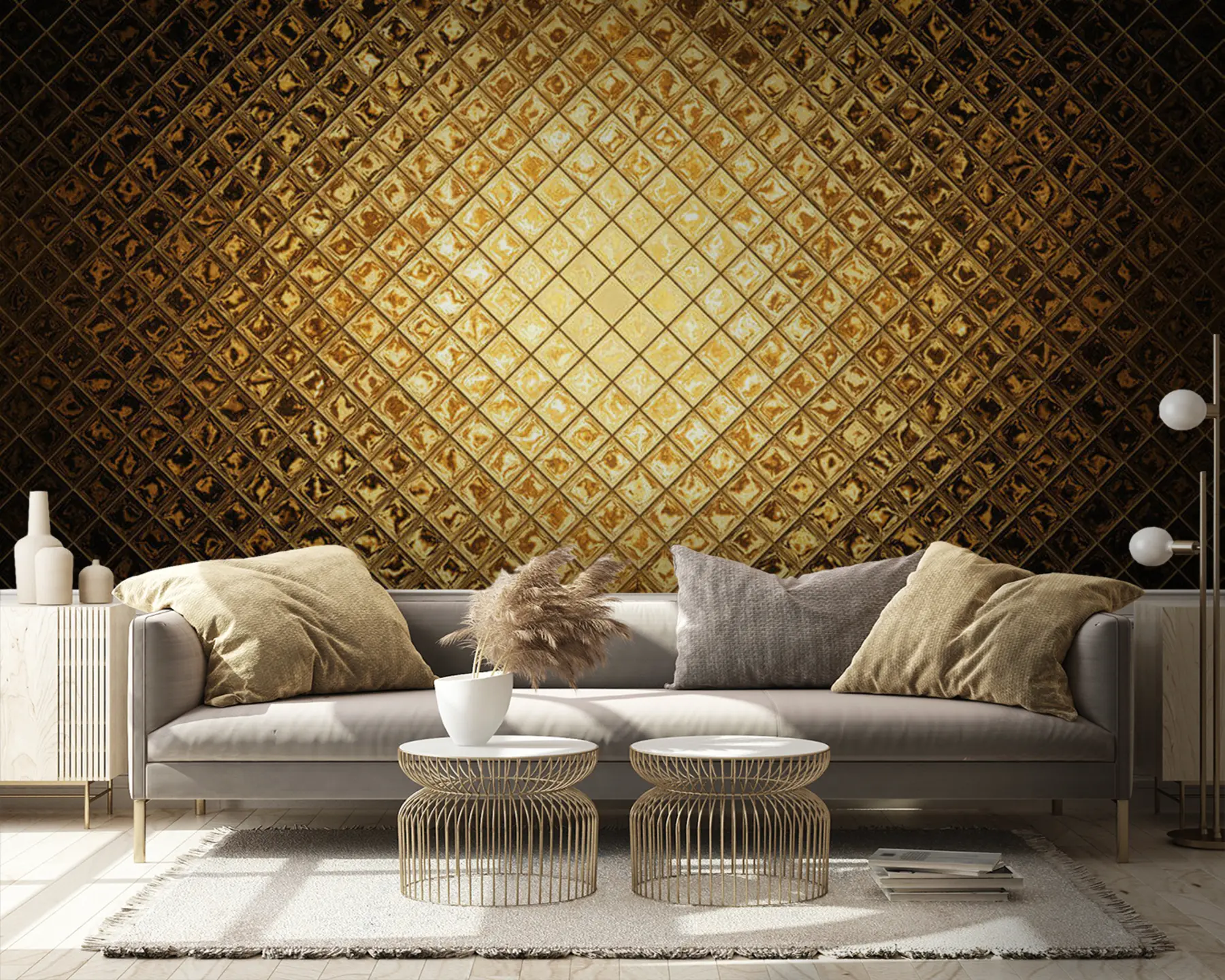 wall murals Смеђи, ћилибарски узорак правоугаоника u23326