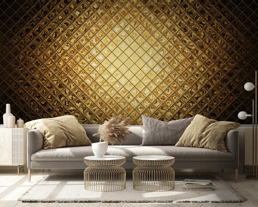 wall murals Смеђи, ћилибарски узорак правоугаоника u23326