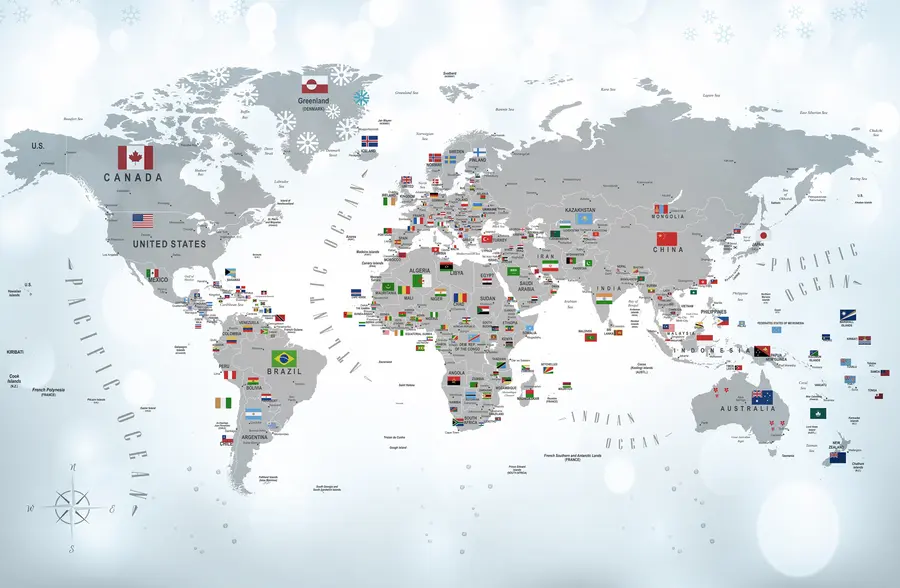 wall murals Светска карта са заставама u72599