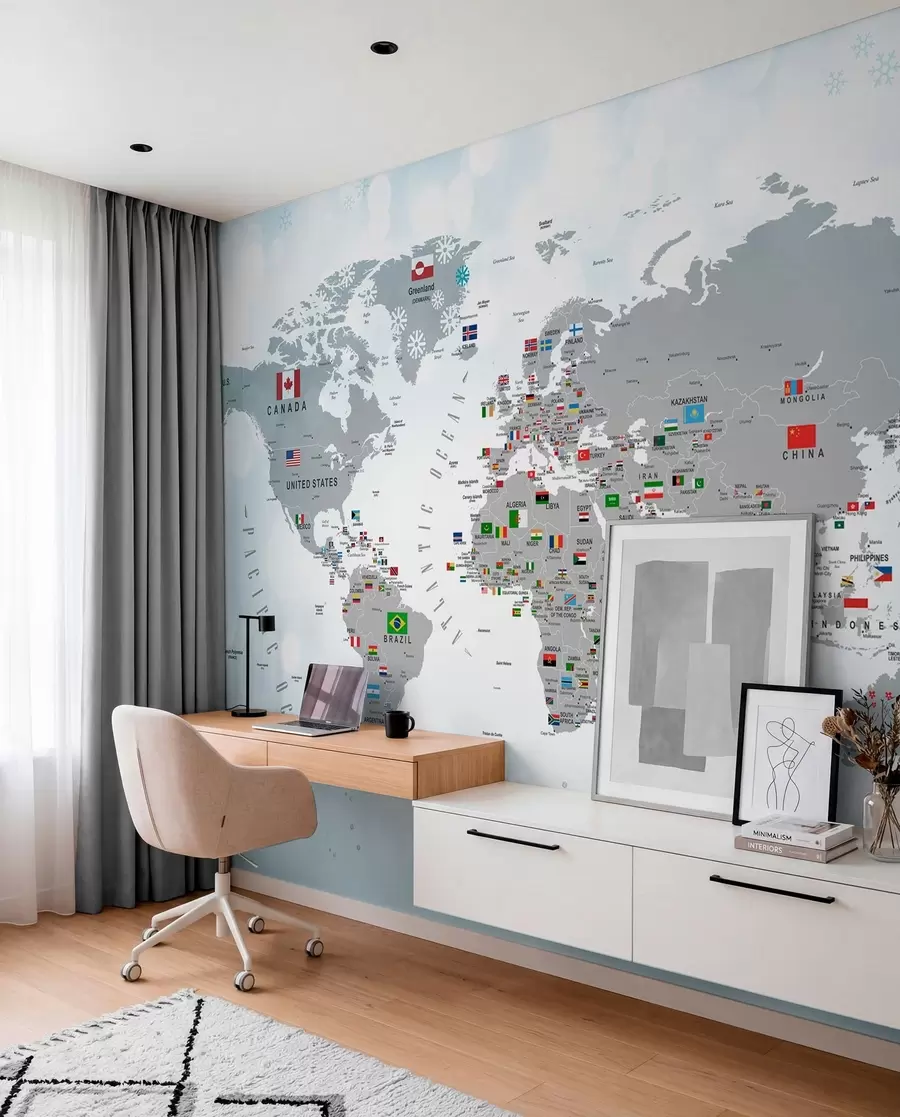 wall murals Светска карта са заставама u72599