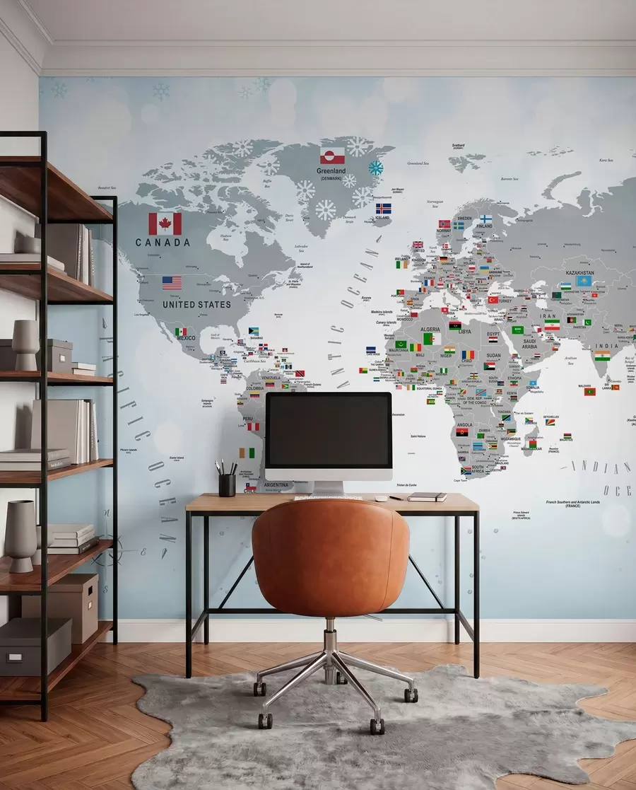 wall murals Светска карта са заставама u72599