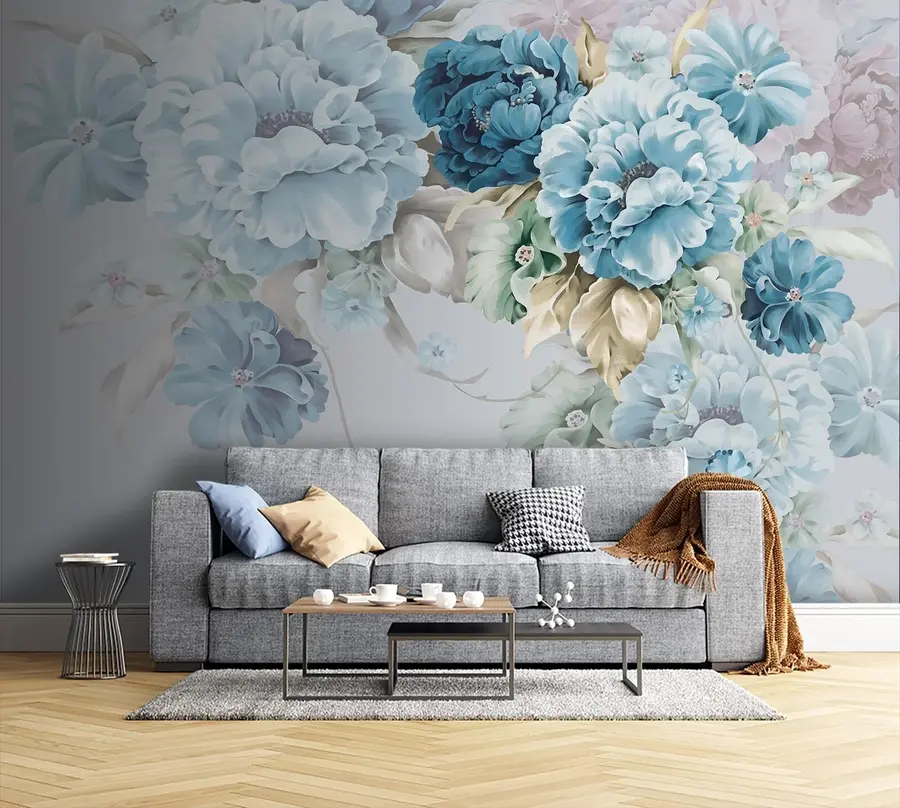wall murals 3Д плаво цвеће u72654