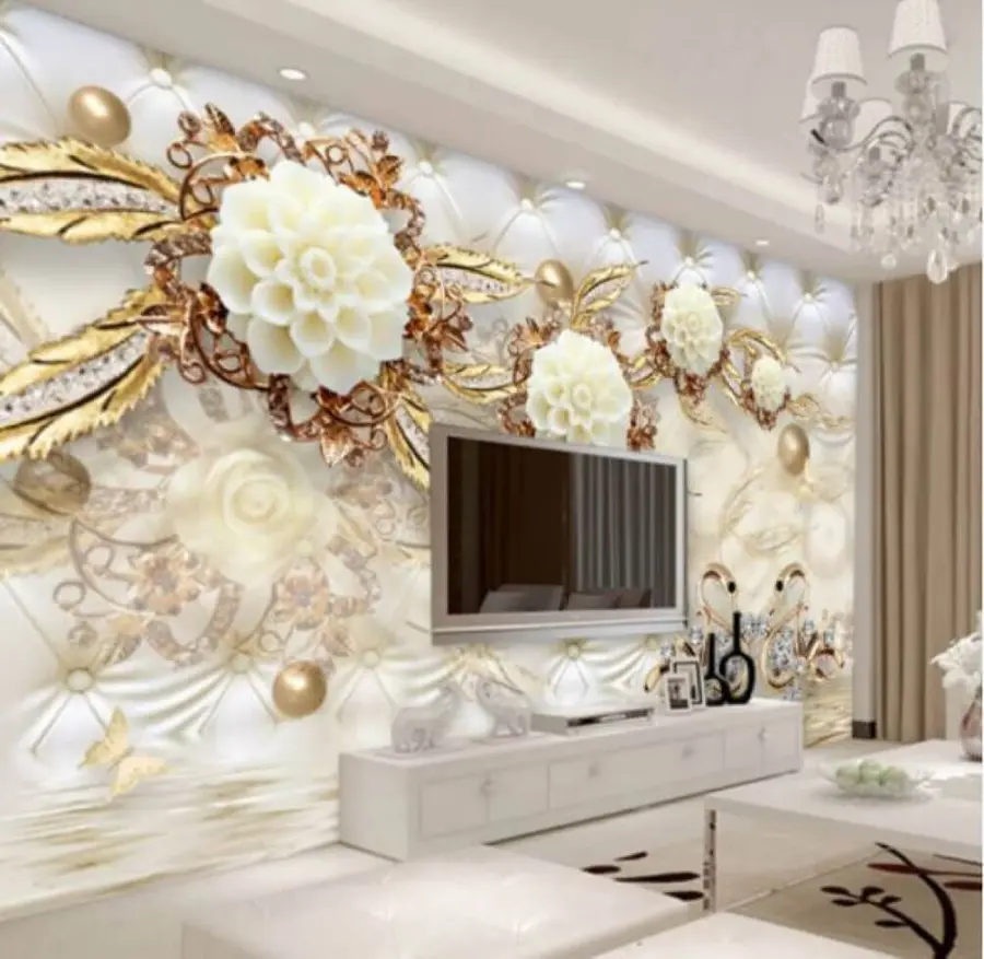 wall murals Грана са цвећем и лабудовима u12847
