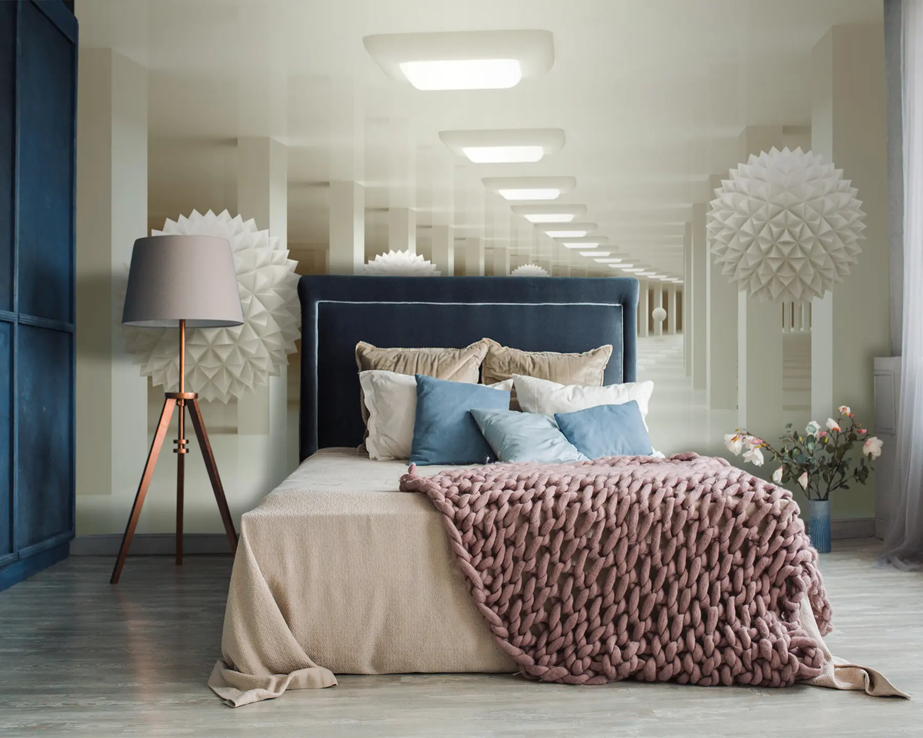wall murals Зграда, осветљење и дрво u24296