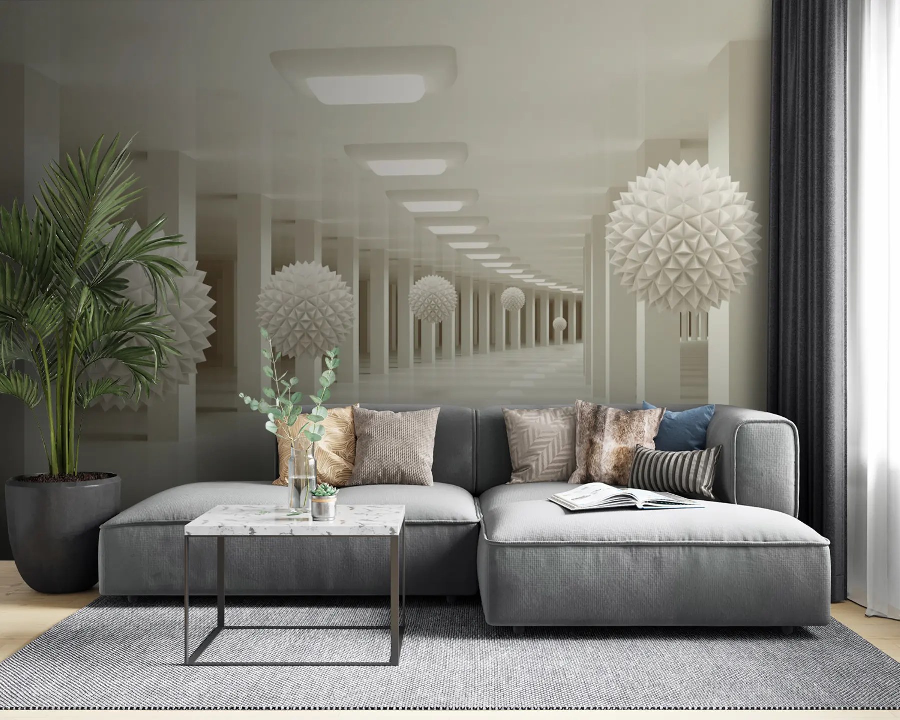 wall murals Зграда, осветљење и дрво u24296