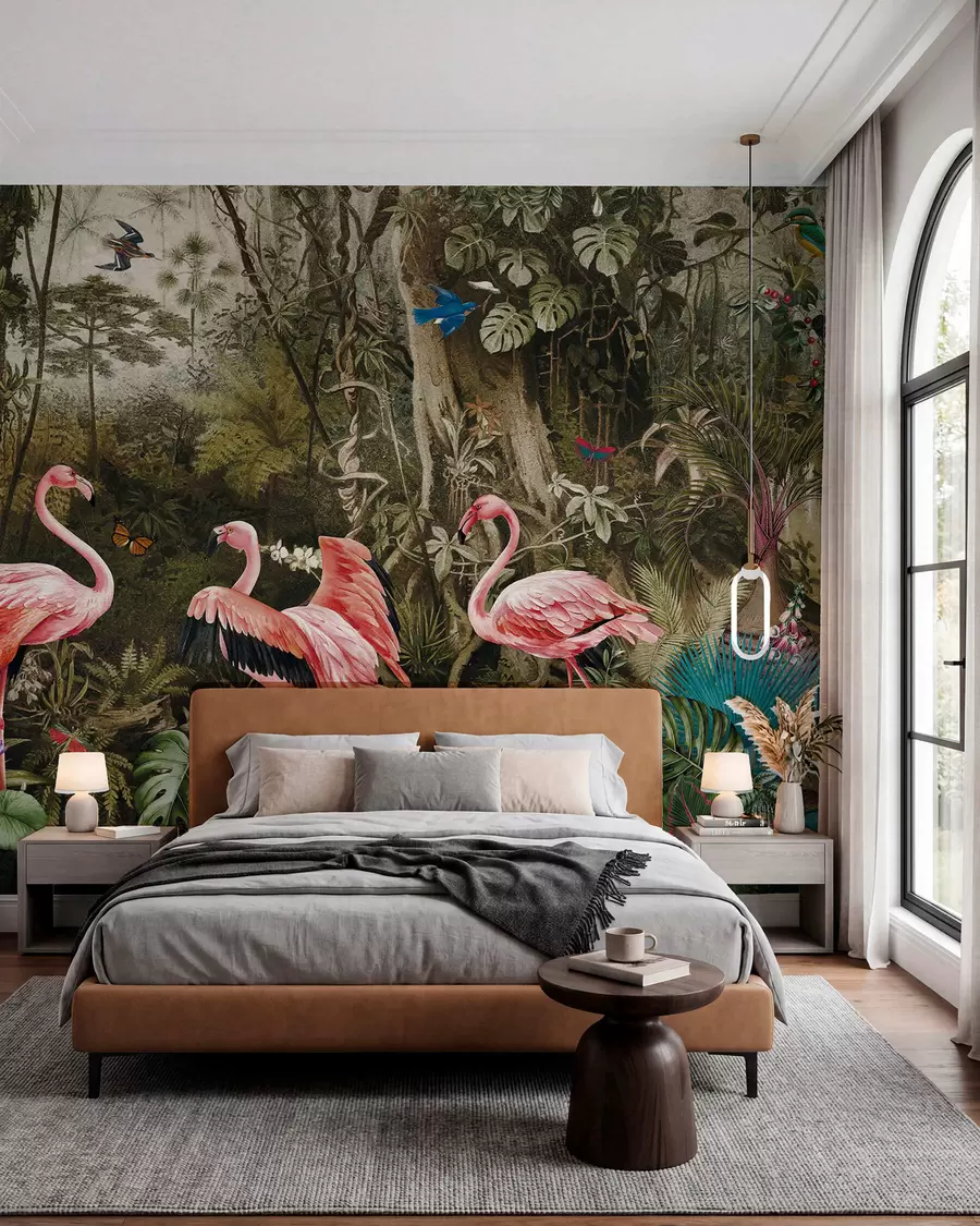 wall murals Тропске птице и фламингоси у џунгли u73568