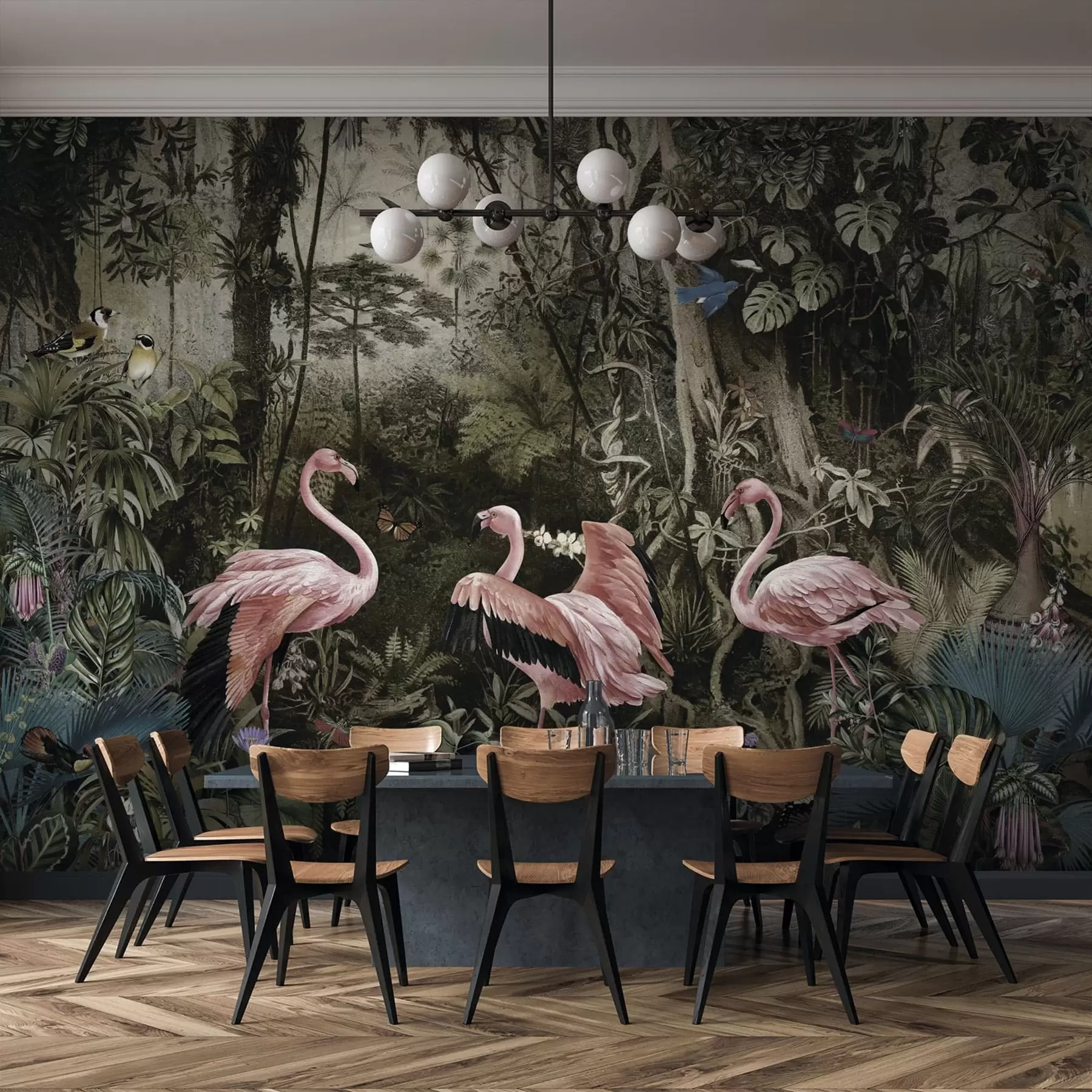 wall murals Тропске птице и фламингоси у џунгли u73568