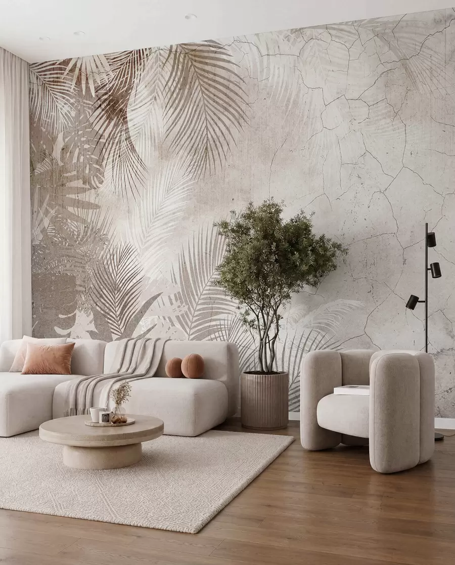 wall murals Гламурозни 3Д лишће у стилу Грунге u73583