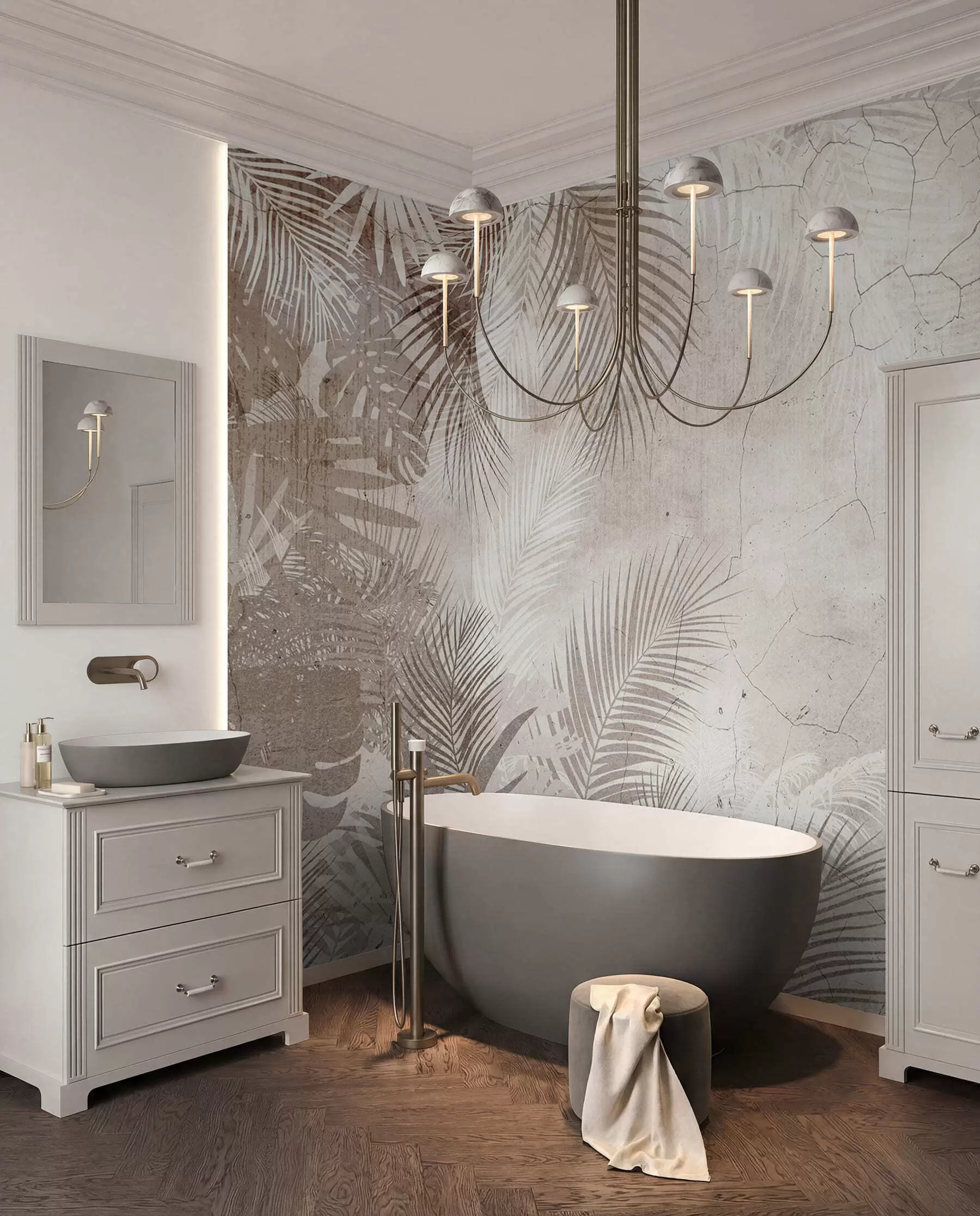 wall murals Гламурозни 3Д лишће у стилу Грунге u73583